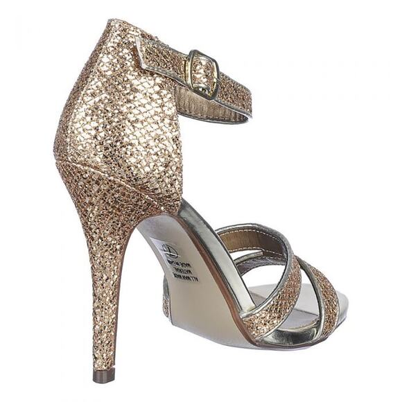 NWOT Delicious Gold Glitter High Heel Dressy Sandals. Size 6.5. - Picture 4 of 6